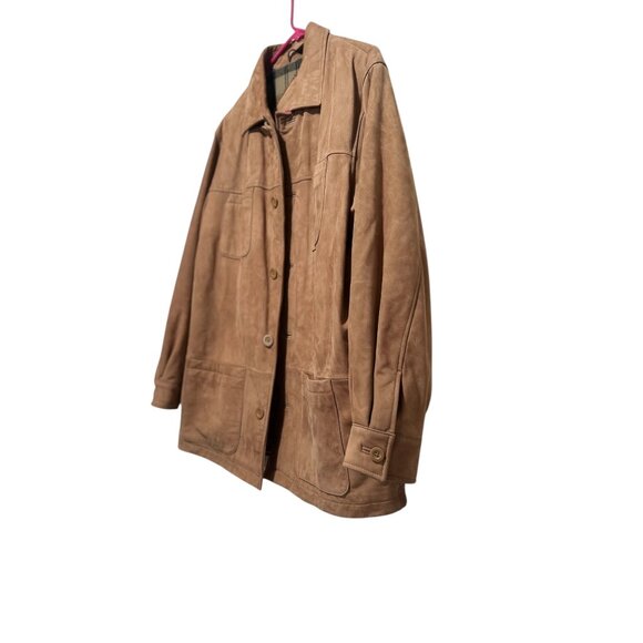 Roundtree Yorke Soft Suede Leather Barn Chore Coat Jacket Large Brown Western - Picture 15 of 16